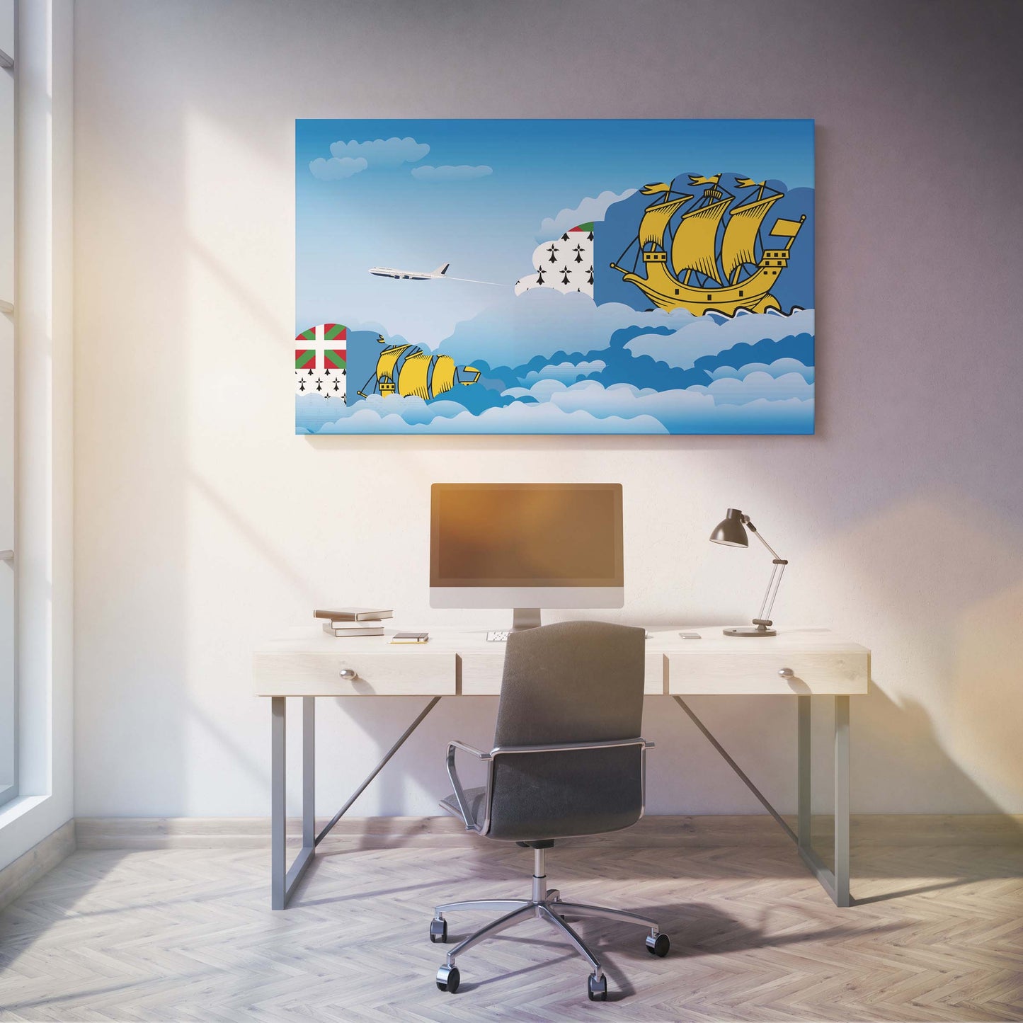 Saint Pierre and Miquelon Day Clouds Canvas Print Framed