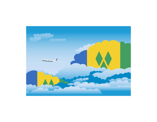 Saint Vincent and the Grenadines Day Clouds Canvas Print Framed