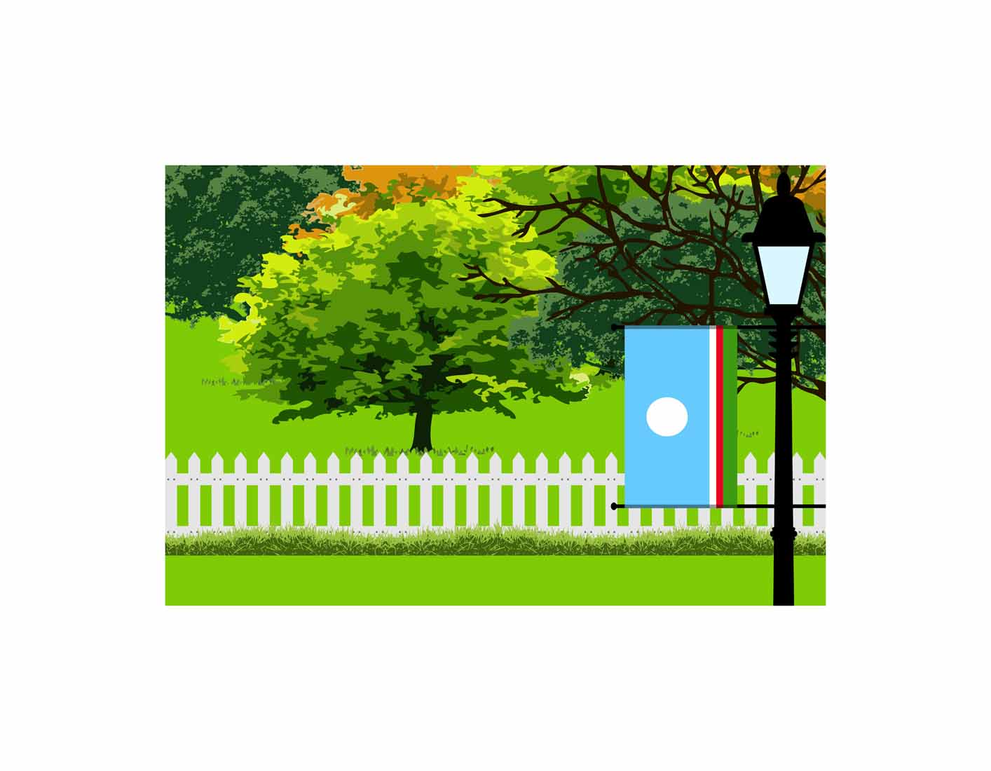 Sakha Republic Trees Street Lamp Canvas Print Framed