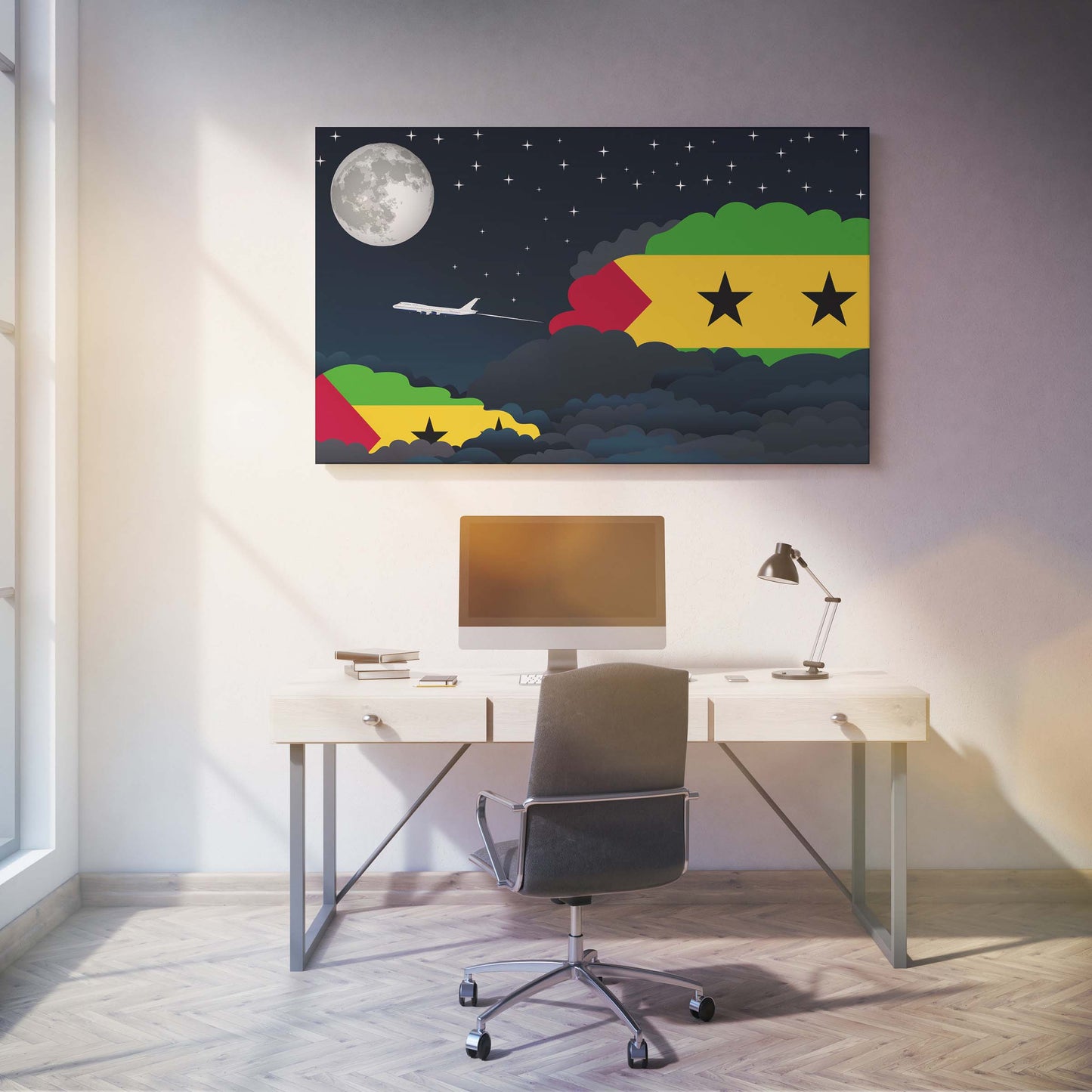 Sao Tome and Principe Night Clouds Canvas Print Framed
