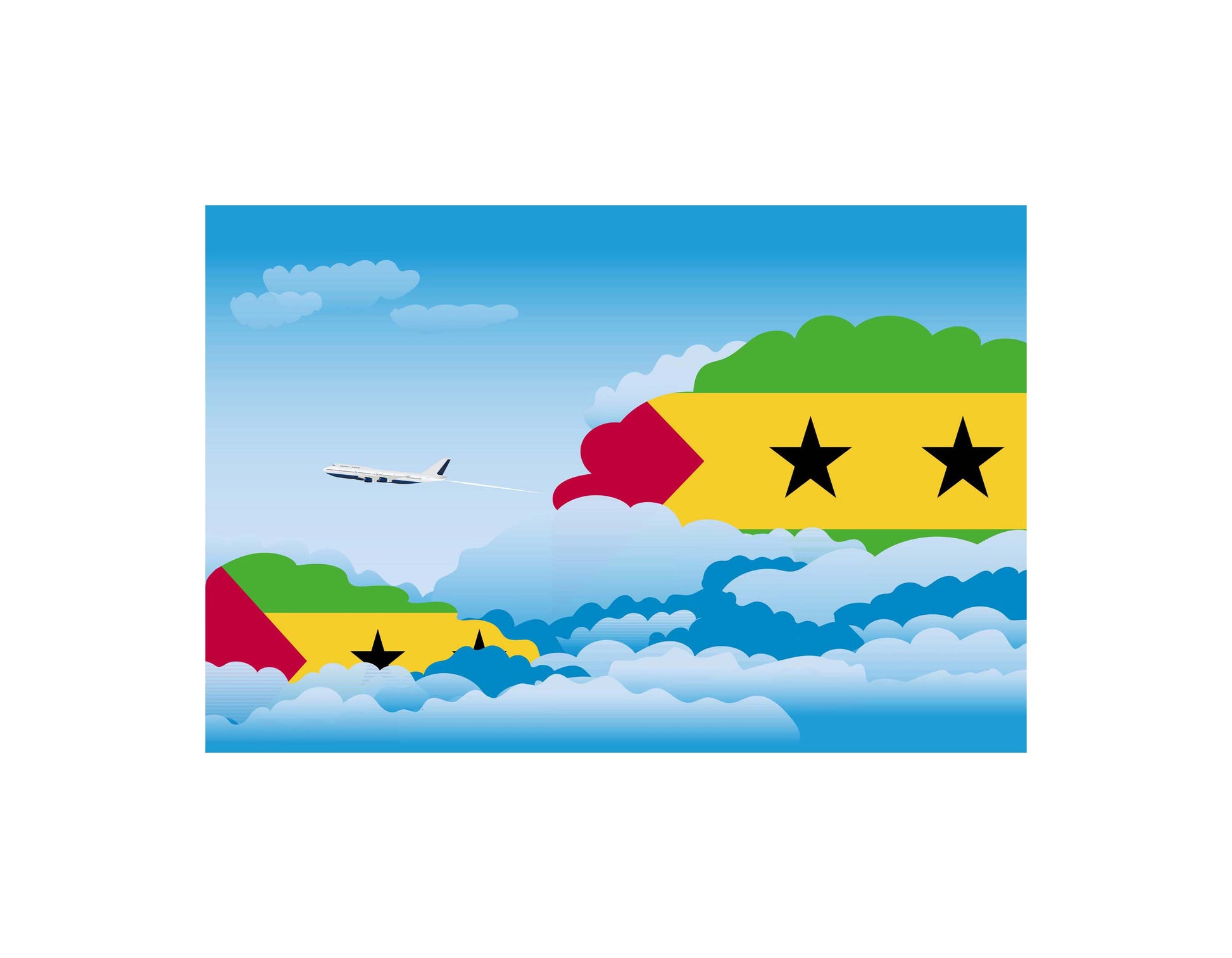 Sao Tome and Principe Day Clouds Canvas Print Framed