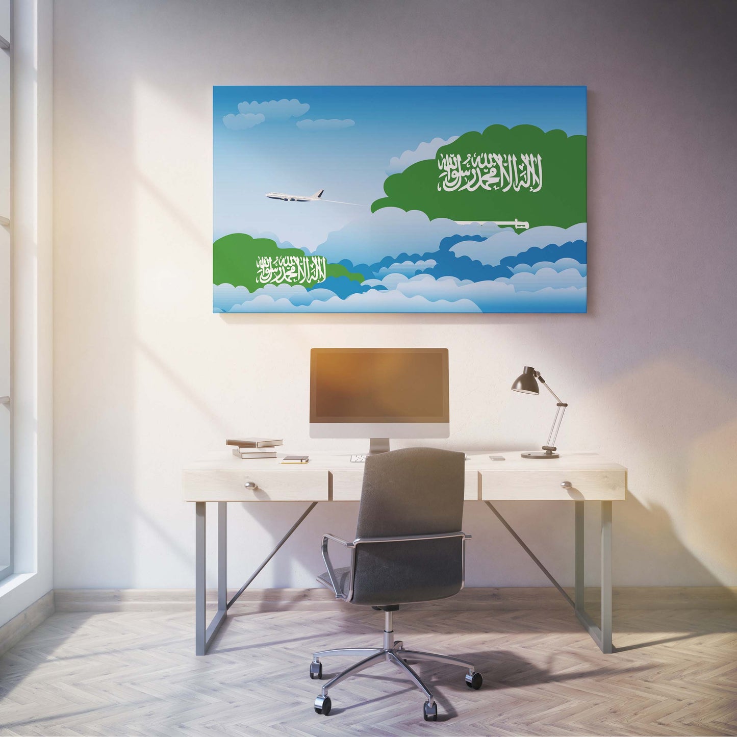 Saudi Arabia Day Clouds Canvas Print Framed