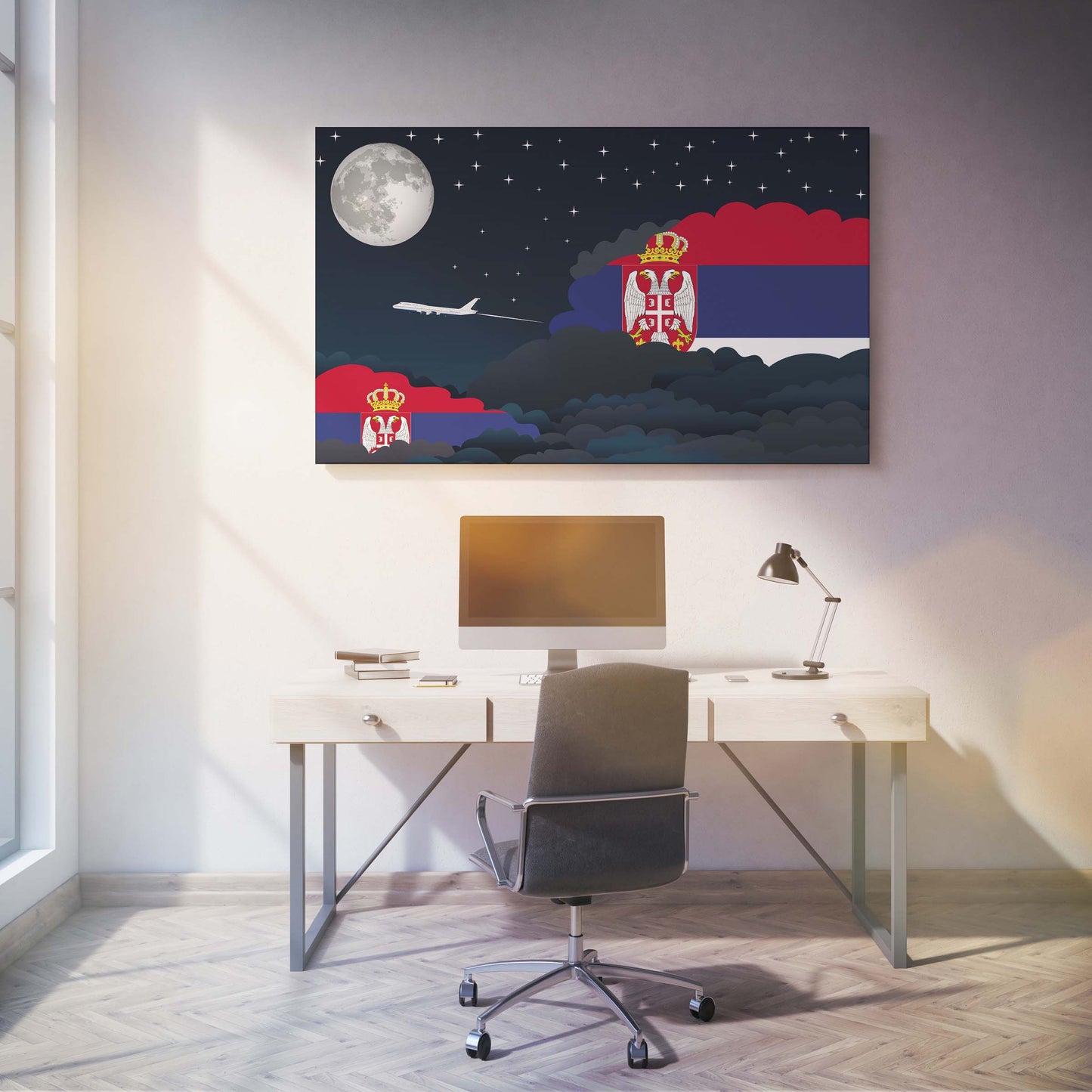 Serbia Night Clouds Canvas Print Framed