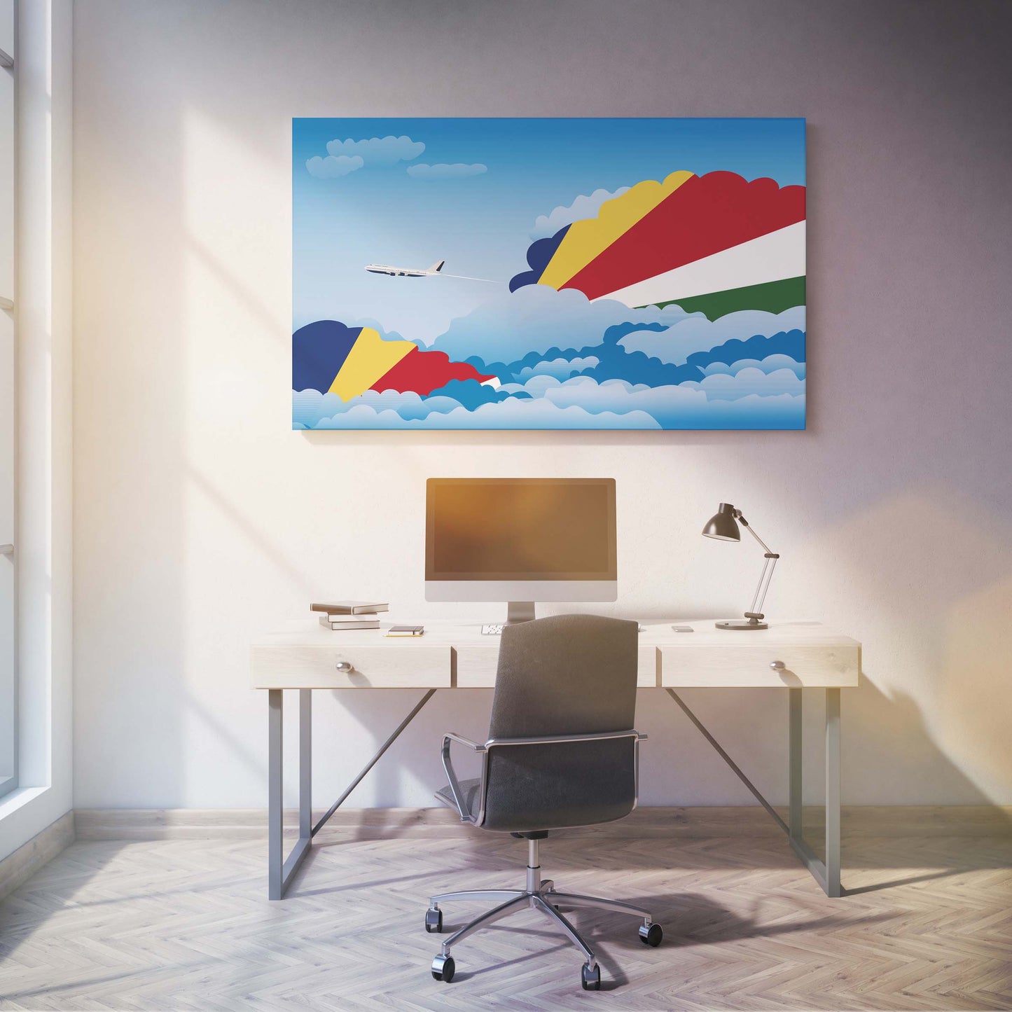 Seychelles Day Clouds Canvas Print Framed