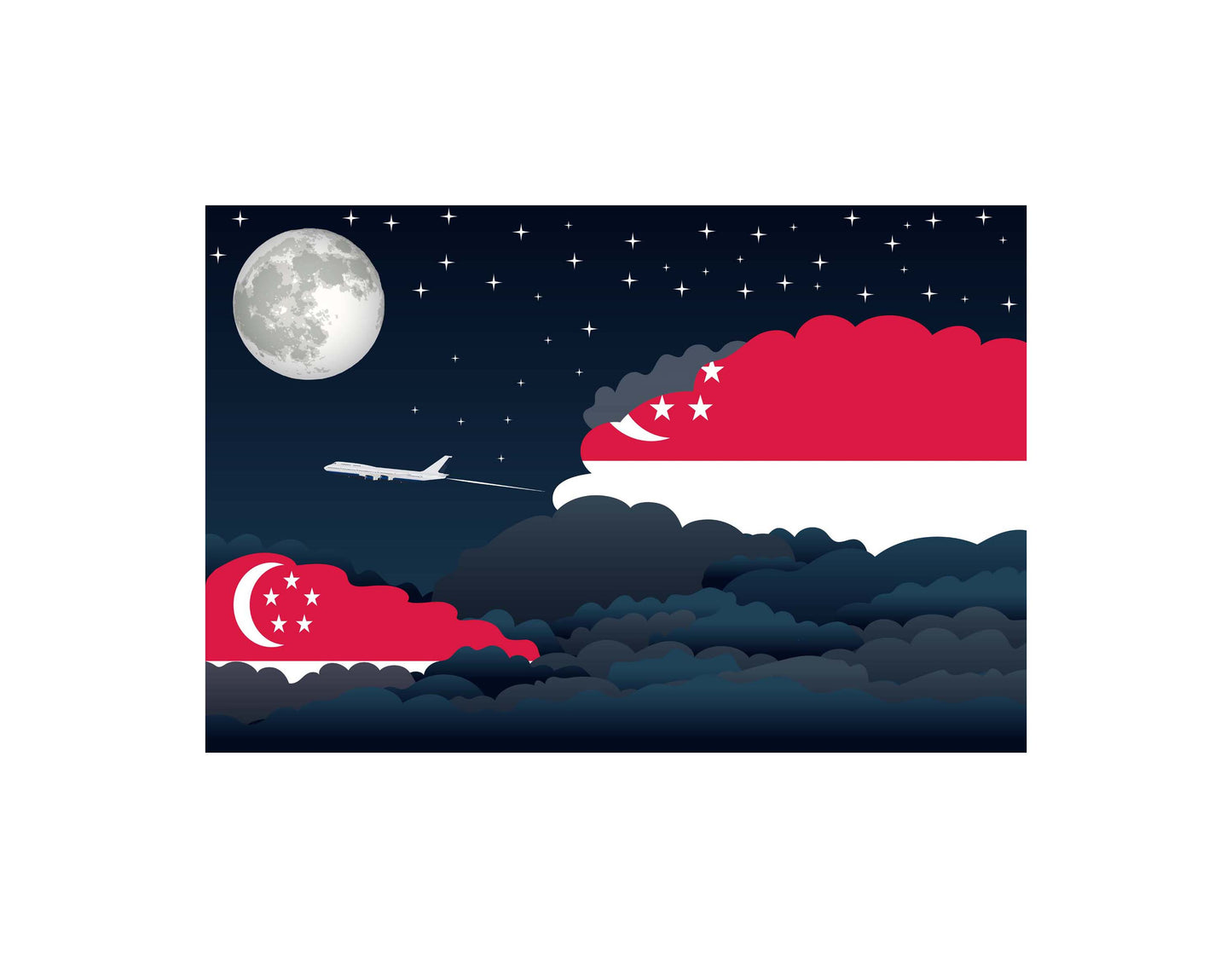 Singapore Night Clouds Canvas Print Framed