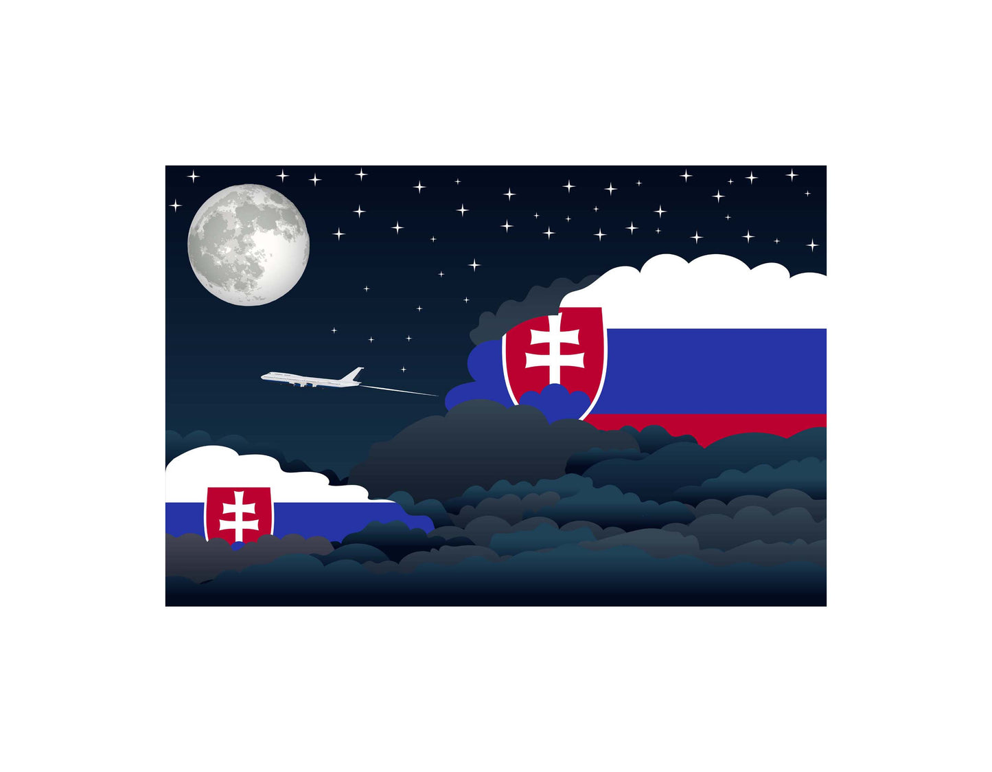 Slovakia Night Clouds Canvas Print Framed