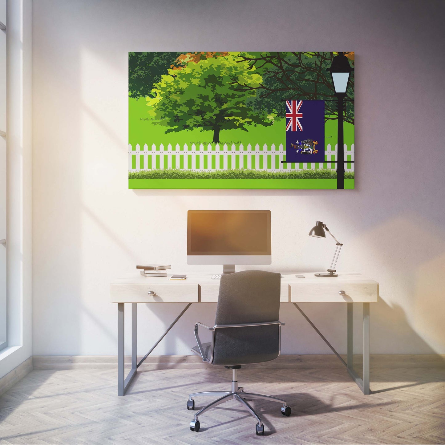 South Georgia and the South Sandwich Islands Trees Street Lamp Canvas Print Framed