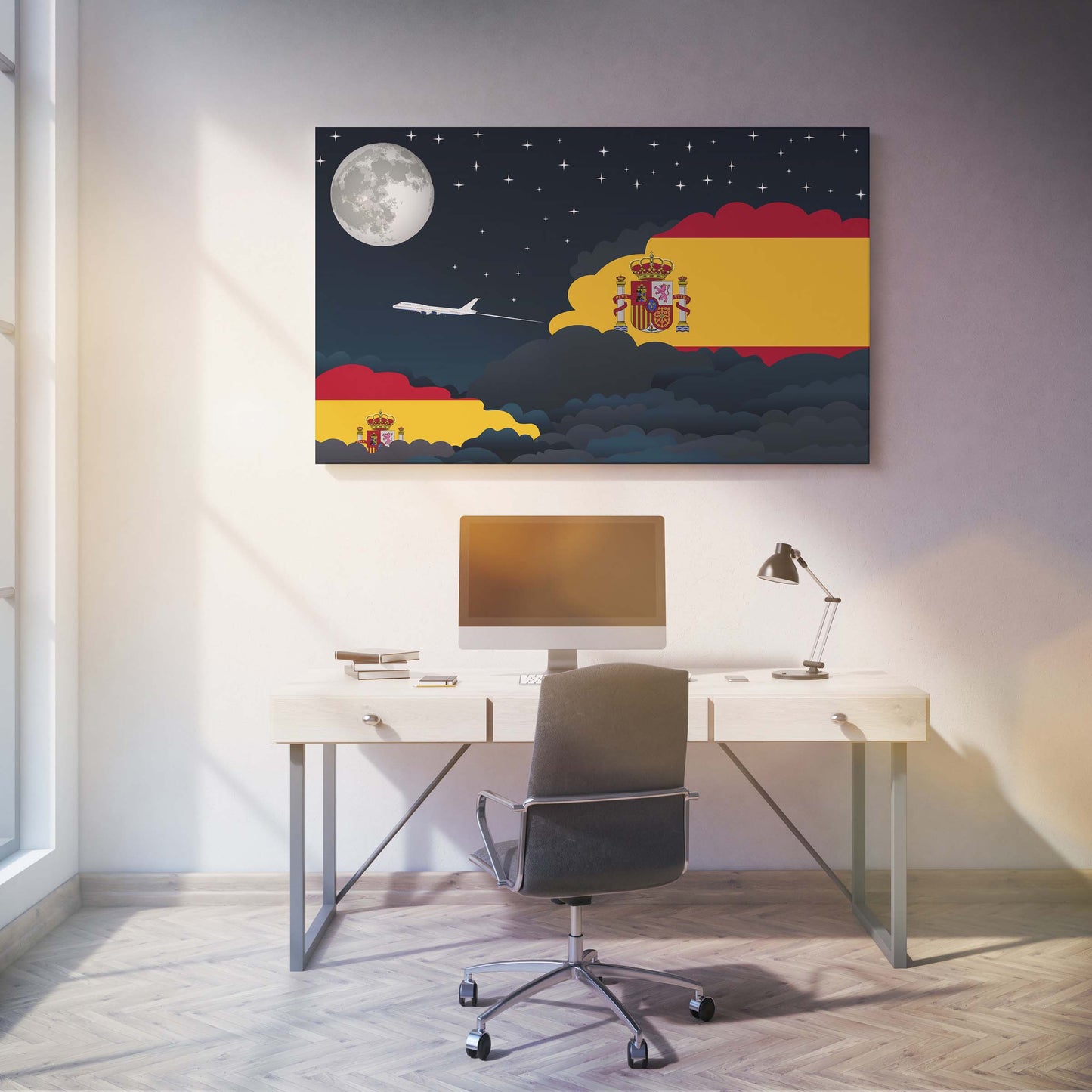 Spain Night Clouds Canvas Print Framed