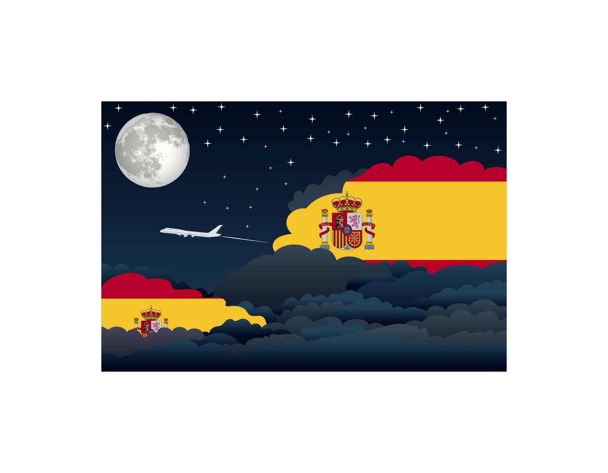 Spain Night Clouds Canvas Print Framed