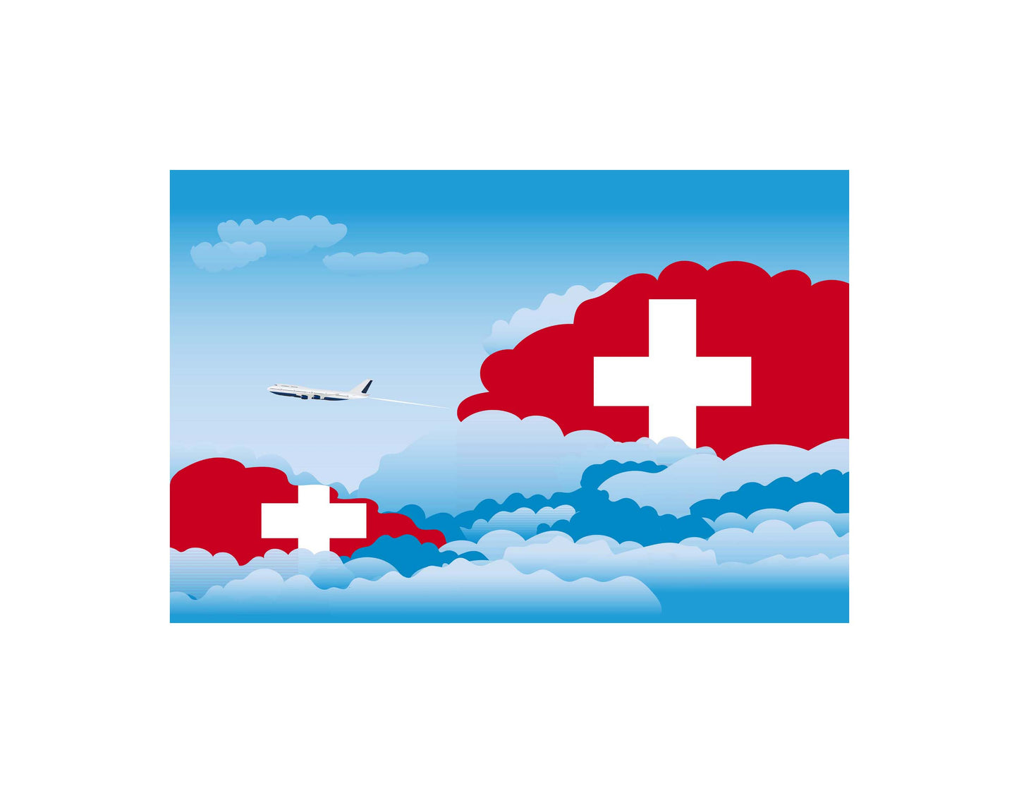 Switzerland Day Clouds Canvas Print Framed